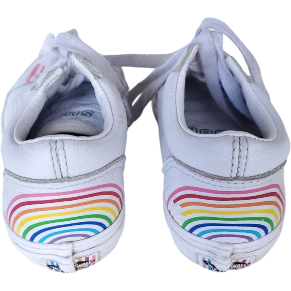 Vans x Flour Shop White Leather Rainbow Sneakers Lace Up Size 1 Style 721728 - Picture 4 of 9